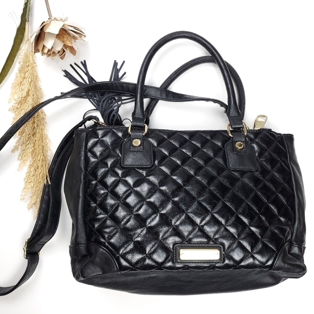 Steve Madden Black Hobo Shoulder Handbag With Gold Detailing - Picture 2 of 16